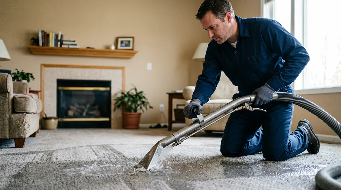 Water damage restoration technician working near Sheffield, MA